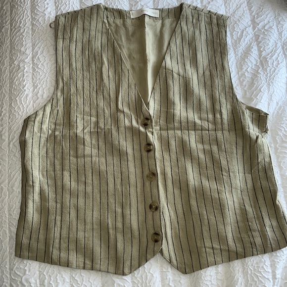 Mango pinstriped linen vest - size M - Picture 3 of 5